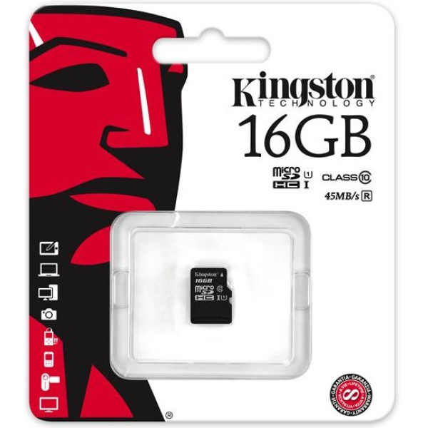 Карта пам'яті Kingston microSDHC 16GB Class 10 UHS-I R45/W10MB/s